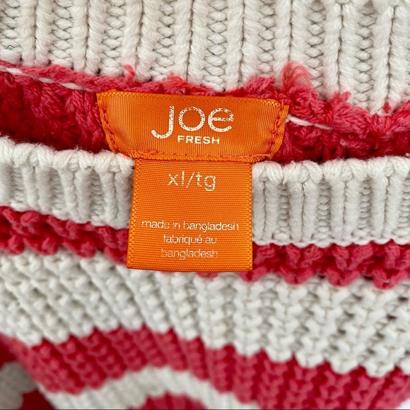3/$60 Joe Fresh Chunky Knit Coral Stripe Sweater SZ XL - Picture 2 of 5